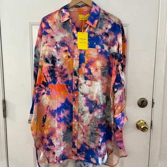Everlane x Marques/Almeida Woman's Over-sized Long Tie-Dye Blouse Sz LR - Picture 4 of 10